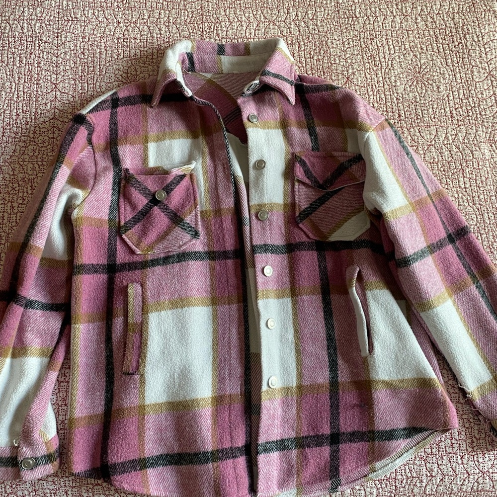 Pink and White Plaid Shacket